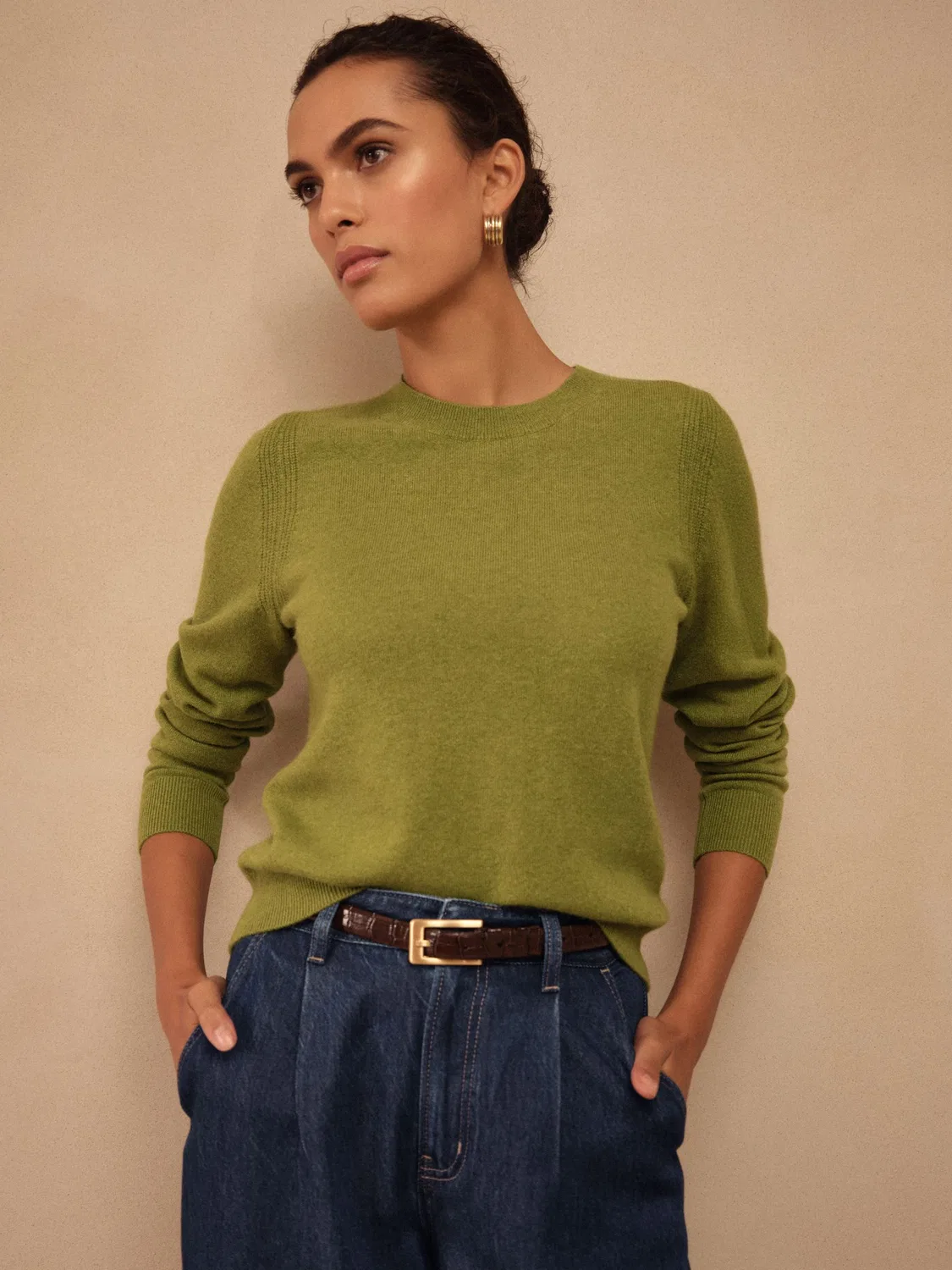 Джемпер из кашемира, модель Olive Green N Next, оливково-зеленый