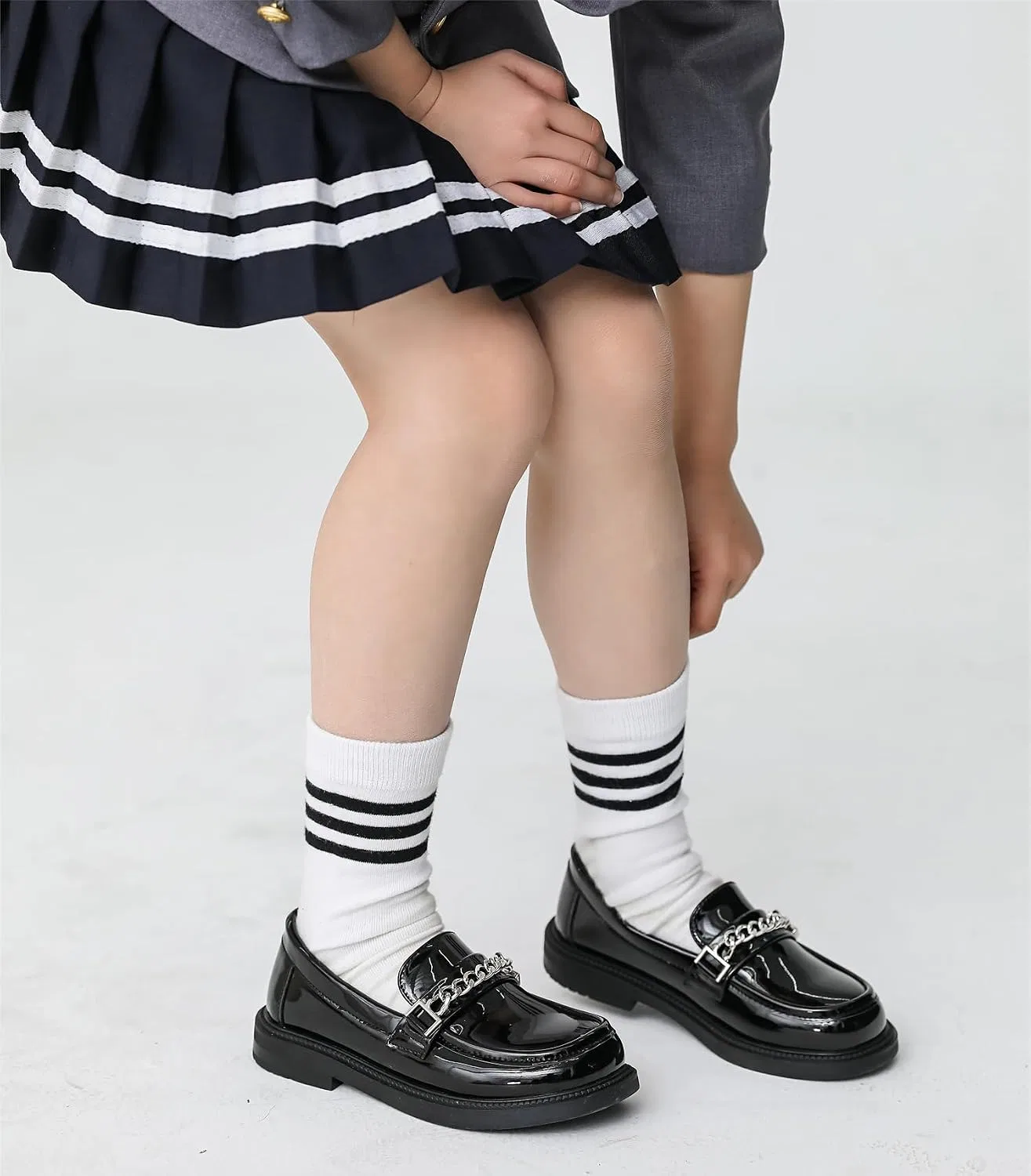 Детские оксфорды для девочек с бантом kkdom, Patent Leather Black — фото 2