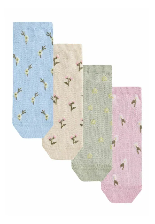 Носки текстурированные Textured 4 pack - sneaker socks Next, Pastel Ditsy Floral