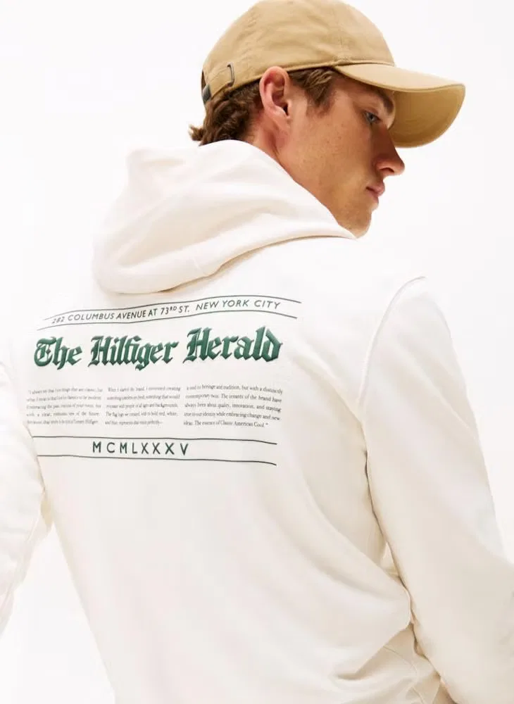 Худи с капюшоном и карманом-кенгуру Herald grap Tommy Hilfiger, бежевый — фото 3