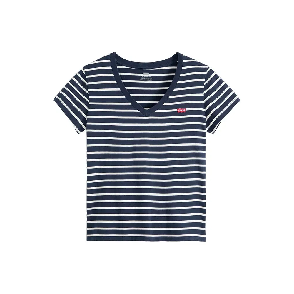 Женская футболка с V-образным вырезом Levi's Perfect Short Sleeve V-Neck T-shirt, Blue — фото 3