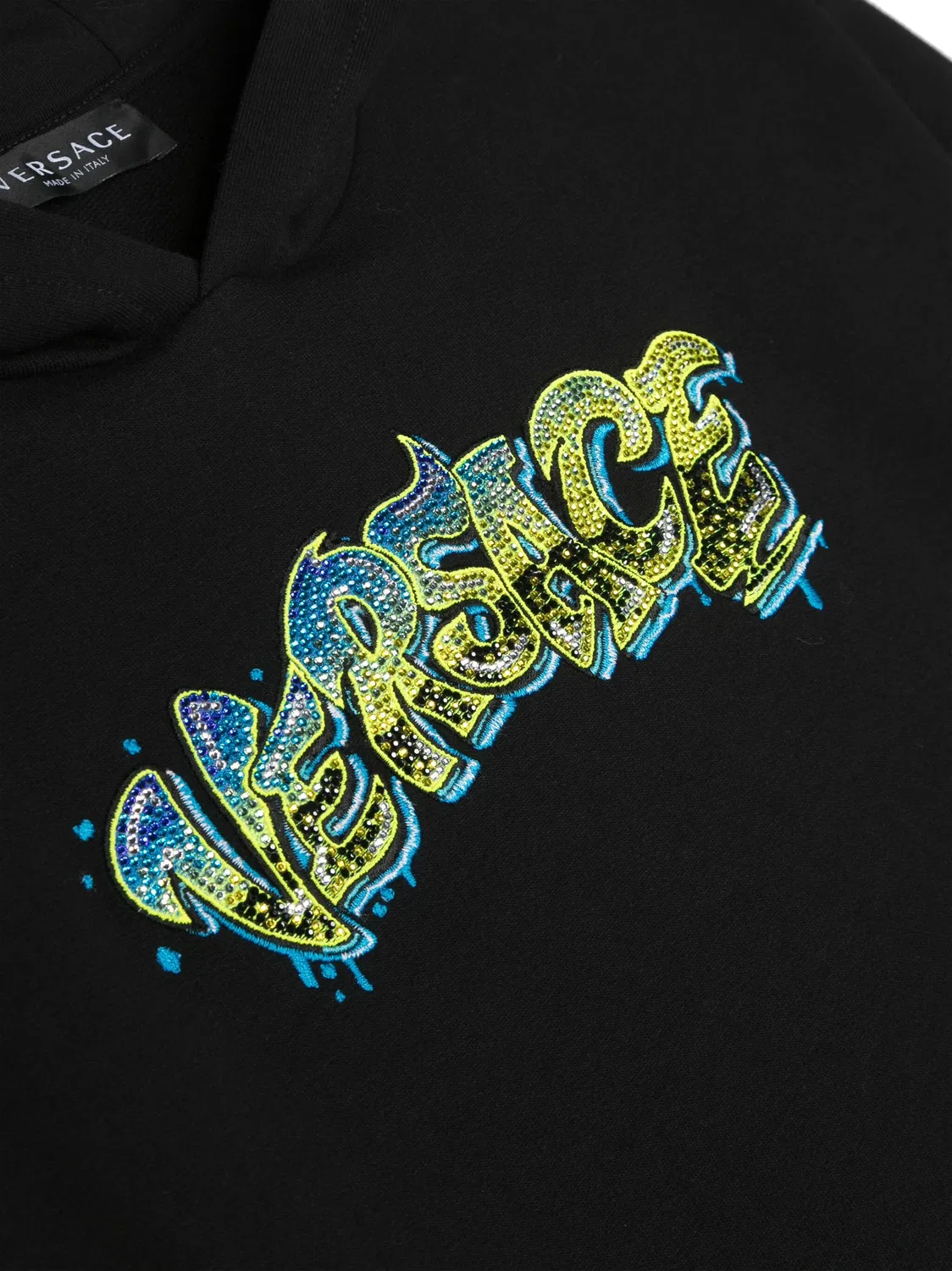 Versace Черное худи с вышитым логотипом — фото 2