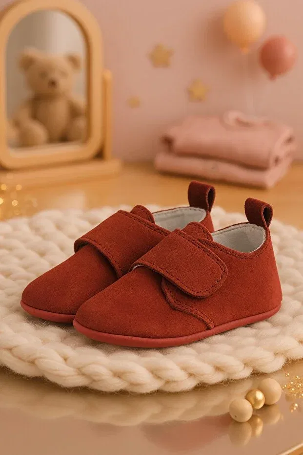 Детские пинетки из кожи с липучкой Booba Hapshoe, Бургунди