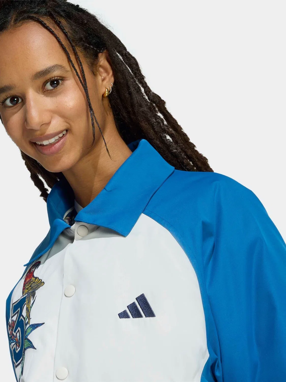 Куртка adidas Originals x FARM RIO Premium, синяя — фото 4
