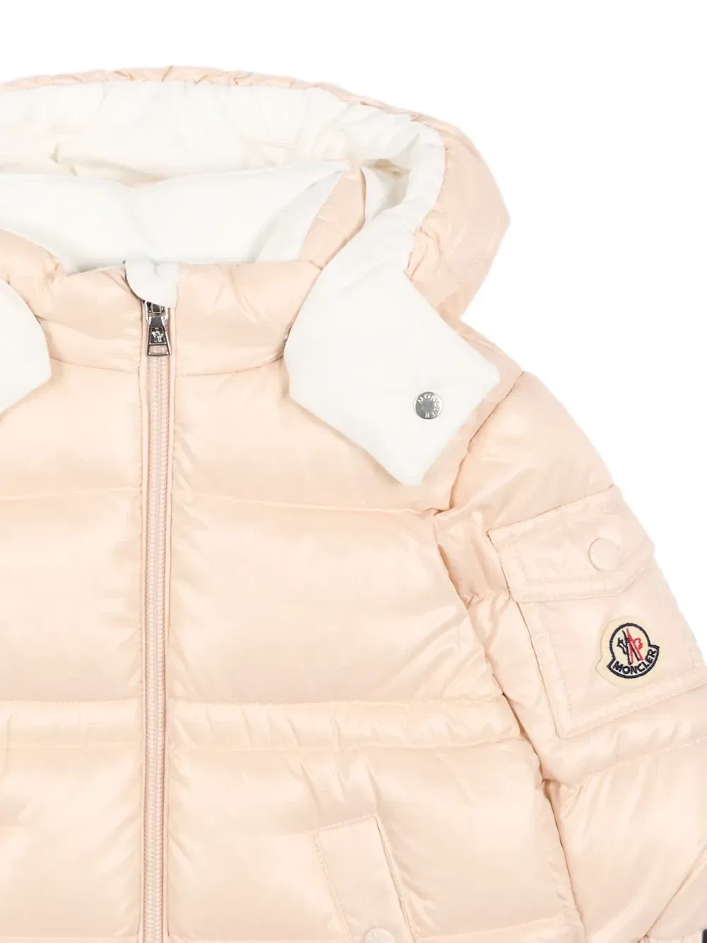 Пуховик Мейр с капюшоном Moncler Enfant, бежевый — фото 3