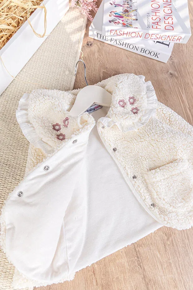 Детское пальто-кардиган для девочек с длинным рукавом Babymod, Cream — фото 2