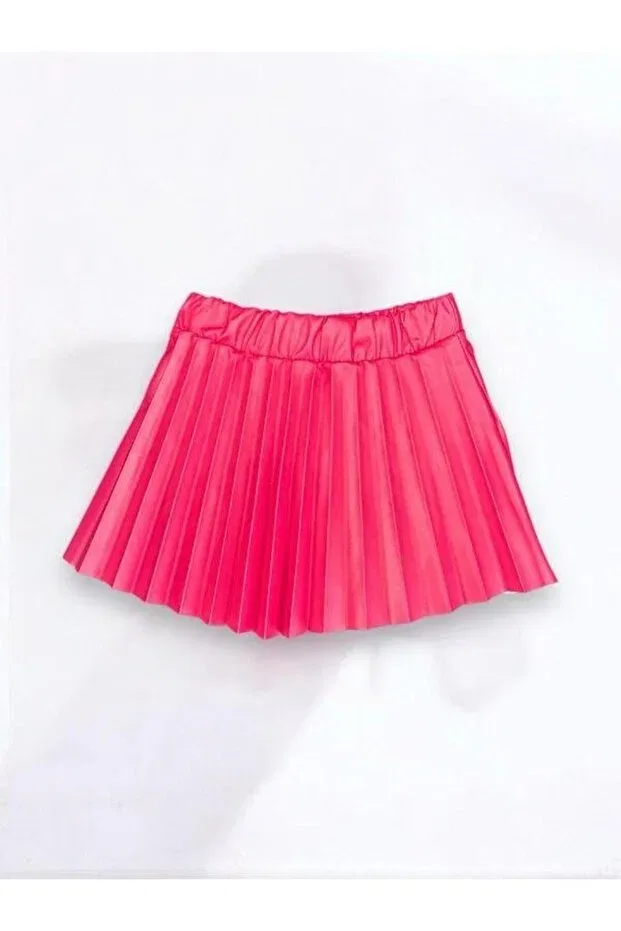 Детская юбка для девочек из кожзаменителя Zekids, Pink