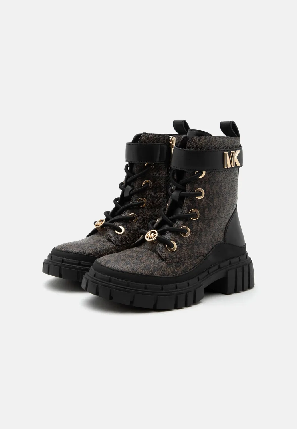 Детские и подростковые ботильоны Blake на шнуровке Michael Kors Kids, Brown/Butternut/Black — фото 2