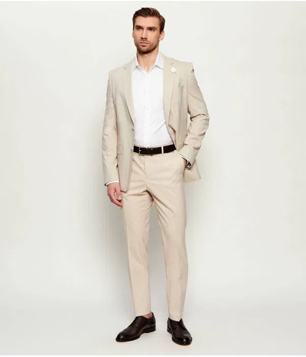 Мужской пиджак классический Slim Fit H-Huge-S-MM-251 BOSS, бежевый — фото 2