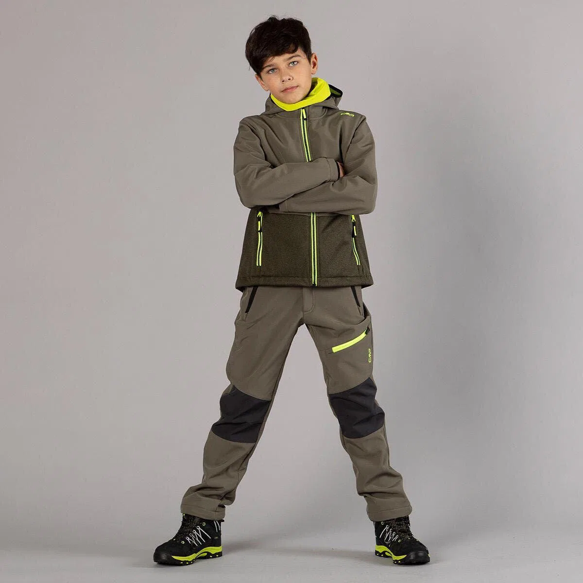 Детские брюки для мальчиков из софтшелла BOY LONG PANT Cmp, Olivgrun Silbergrun — фото 4