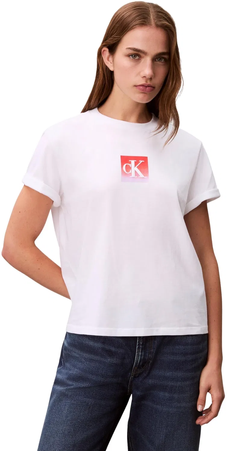 Женская футболка с коротким рукавом Classic Boxed Monogram Calvin Klein, White (Bright White)