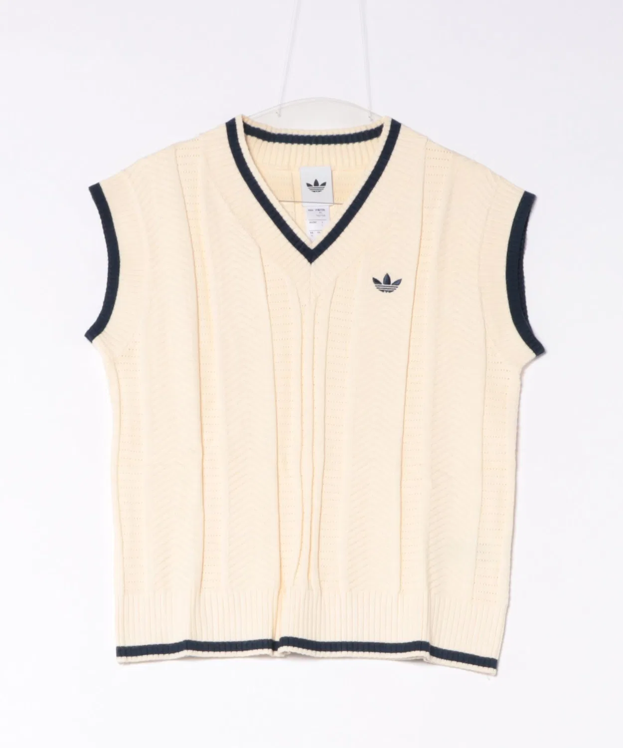 Женский укороченный вязаный жилет Adidas с V-образным вырезом, Warm Vanilla