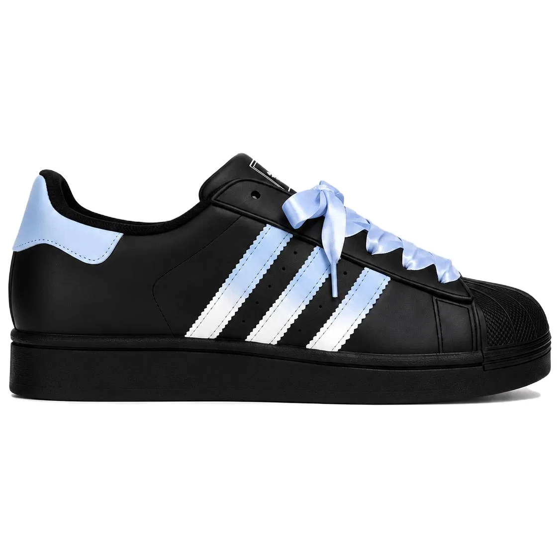 Детские кроссовки для скейтбординга с принтом кота Superstar 2, Adidas Originals, Black Blue Gradient — фото 4