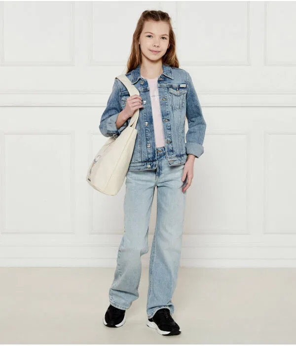 Детская джинсовая куртка для девочек Calvin Klein Jeans, синий — фото 2