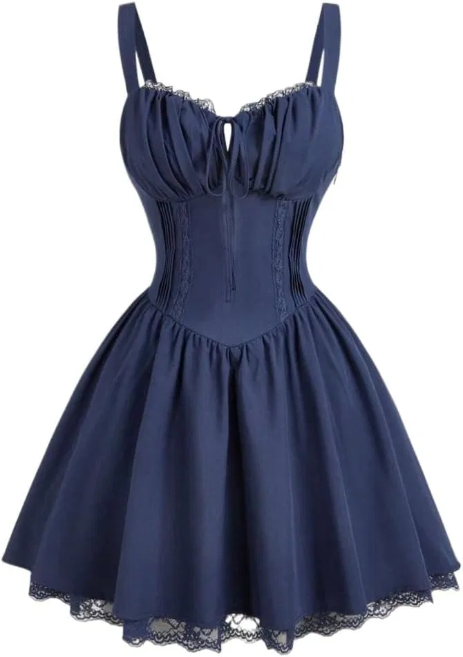 Женское повседневное платье-ками с рюшами и запахом Navy Blue