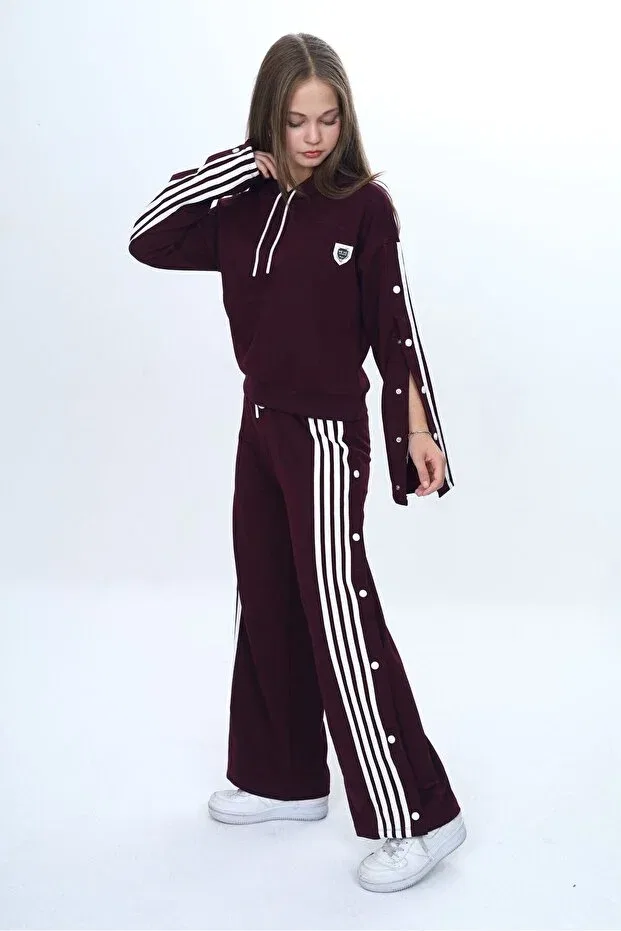 Детский спортивный комплект для девочек хлопковый с капюшоном Asortik Kids, Plum