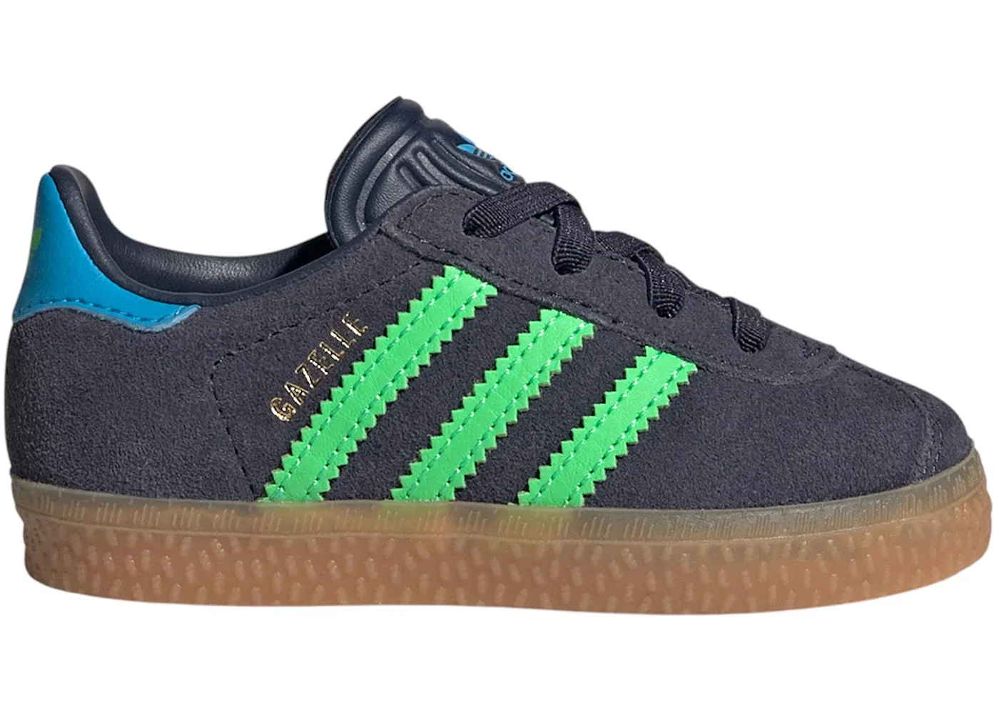Детские кроссовки Lifestyle с застежкой-липучкой Adidas Gazelle Comfort Closure, Shadow Navy/Screaming Green/Lucid Aquamarine