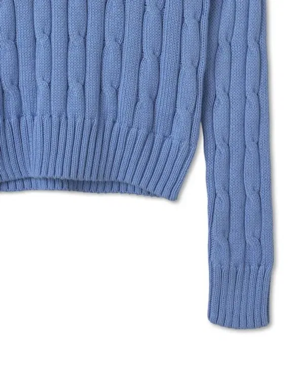 Свитер с v-образным вырезом, хлопковый кабель, Polo Ralph Lauren, синий — фото 4