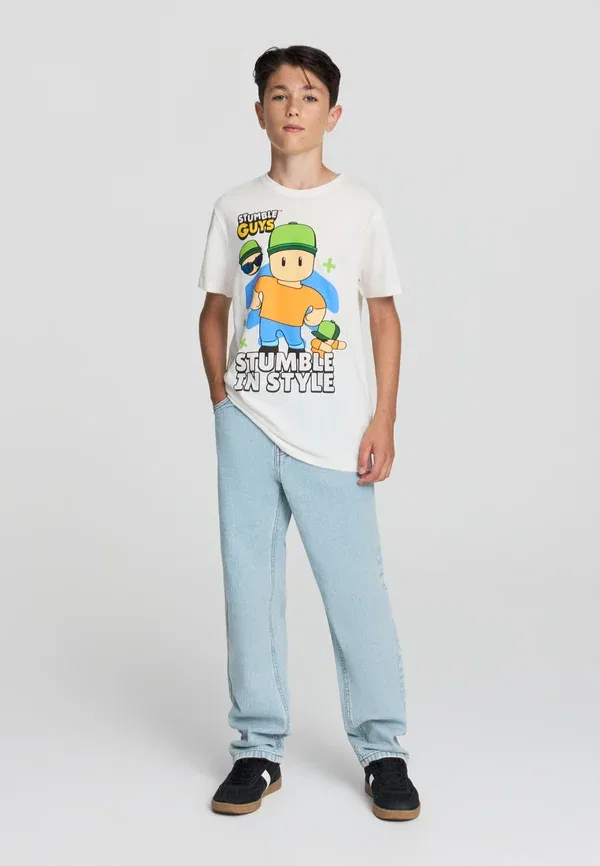 Брюки джинсовые из хлопка Straight leg jeans Terranova, Blu Denim Chiaro, синий