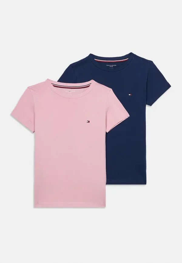 Комплект из 2 футболок с круглым вырезом хлопок Tommy Hilfiger Bonita Pink, Preppy Navy, темно-синий/розовый