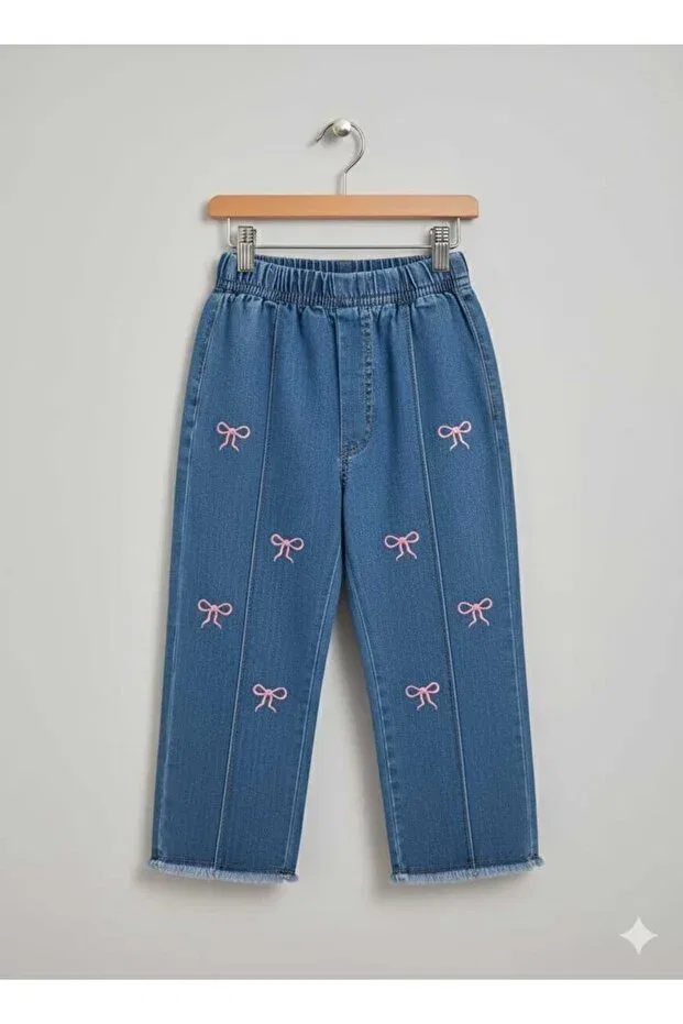 Детские джинсы для девочек с вышивкой Gnygiyim, Navy Blue — фото 3