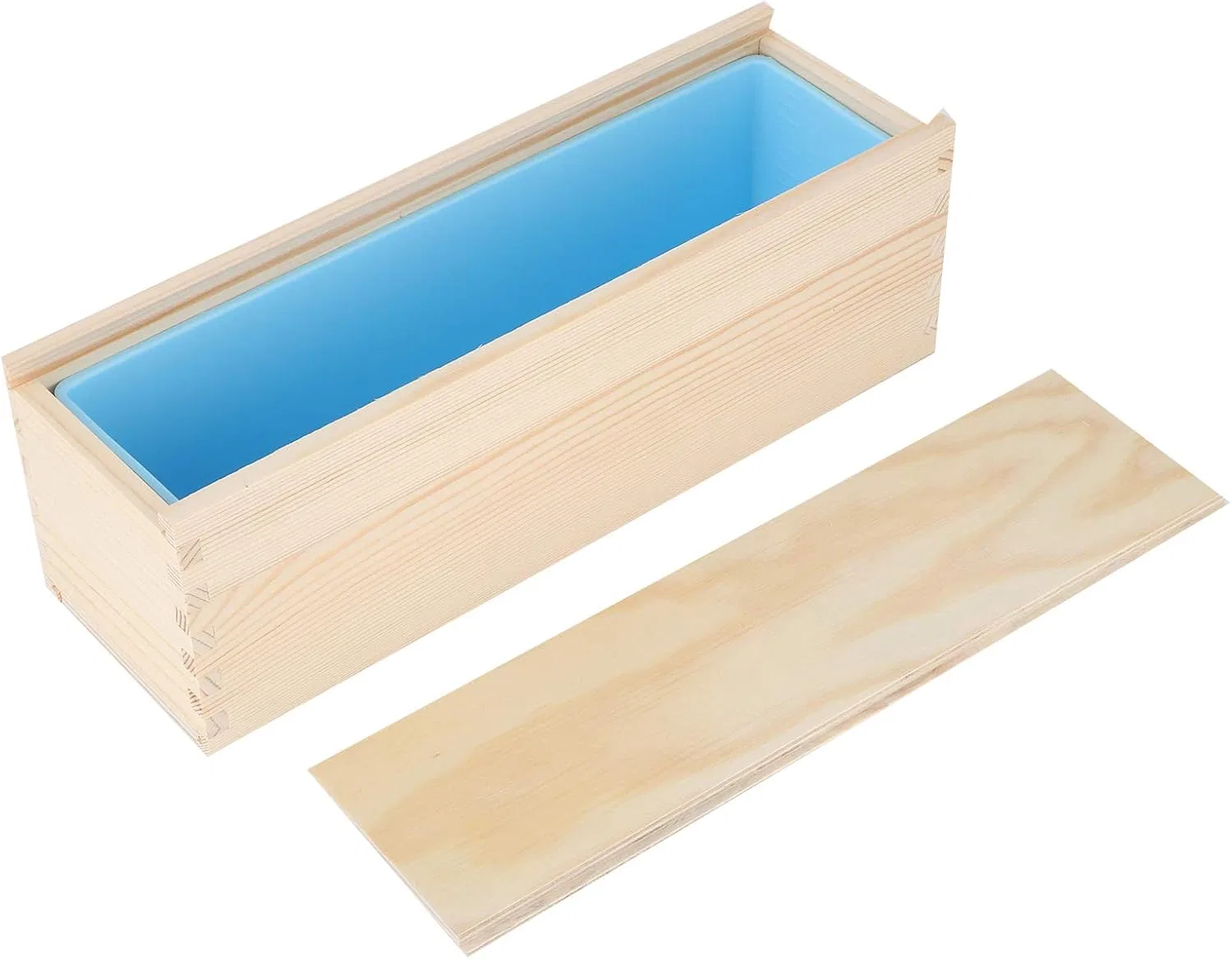 Форма для мыла DIY с розой, деревянная коробка, силиконовая вставка, Zonizforceal, 28.2x9x9 см, Голубая