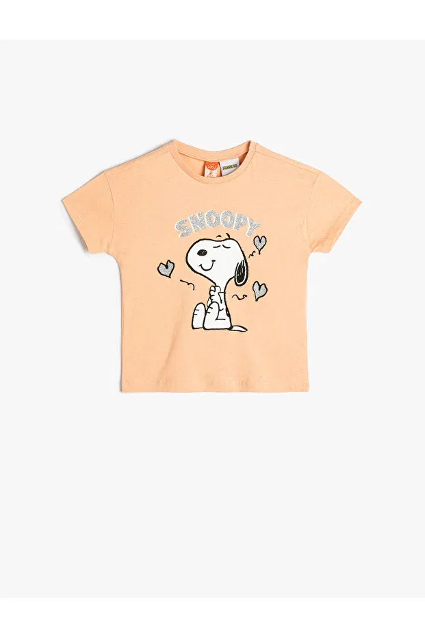 Детская футболка с принтом Snoopy t-shirt licensed short sleeve crew neck cotton Koton, Orange