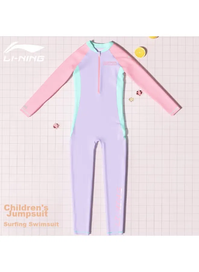 Купальник детский с длинным рукавом и штанами Li-Ning, фиолетово-синий