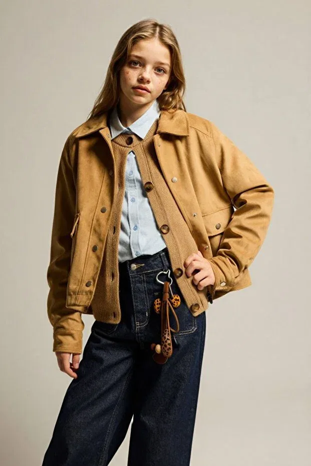 Детское пальто для девочек с длинным рукавом Defacto, Beige-Bg219