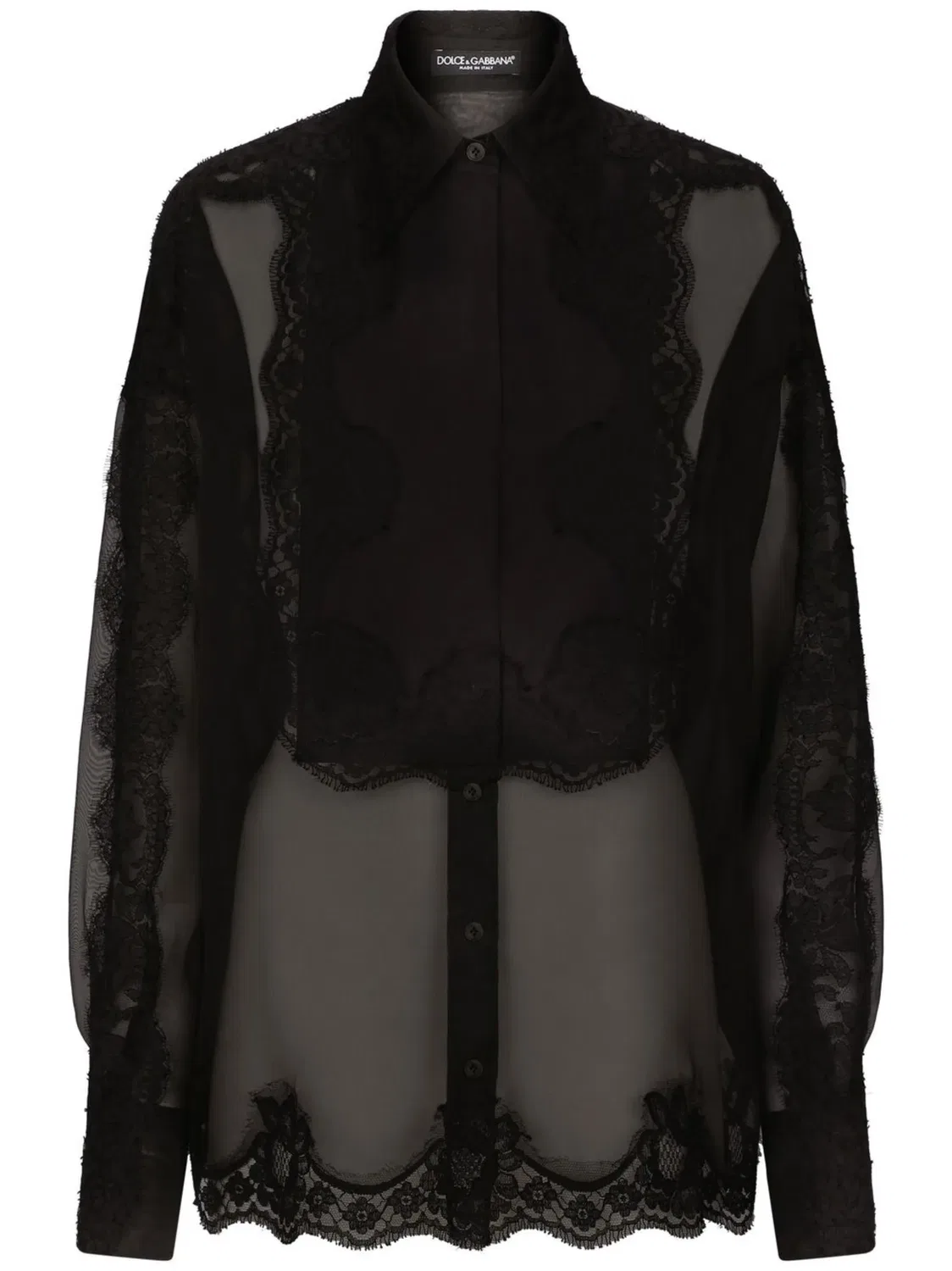 Dolce & Gabbana Рубашка‑смокинг из органзы, черная