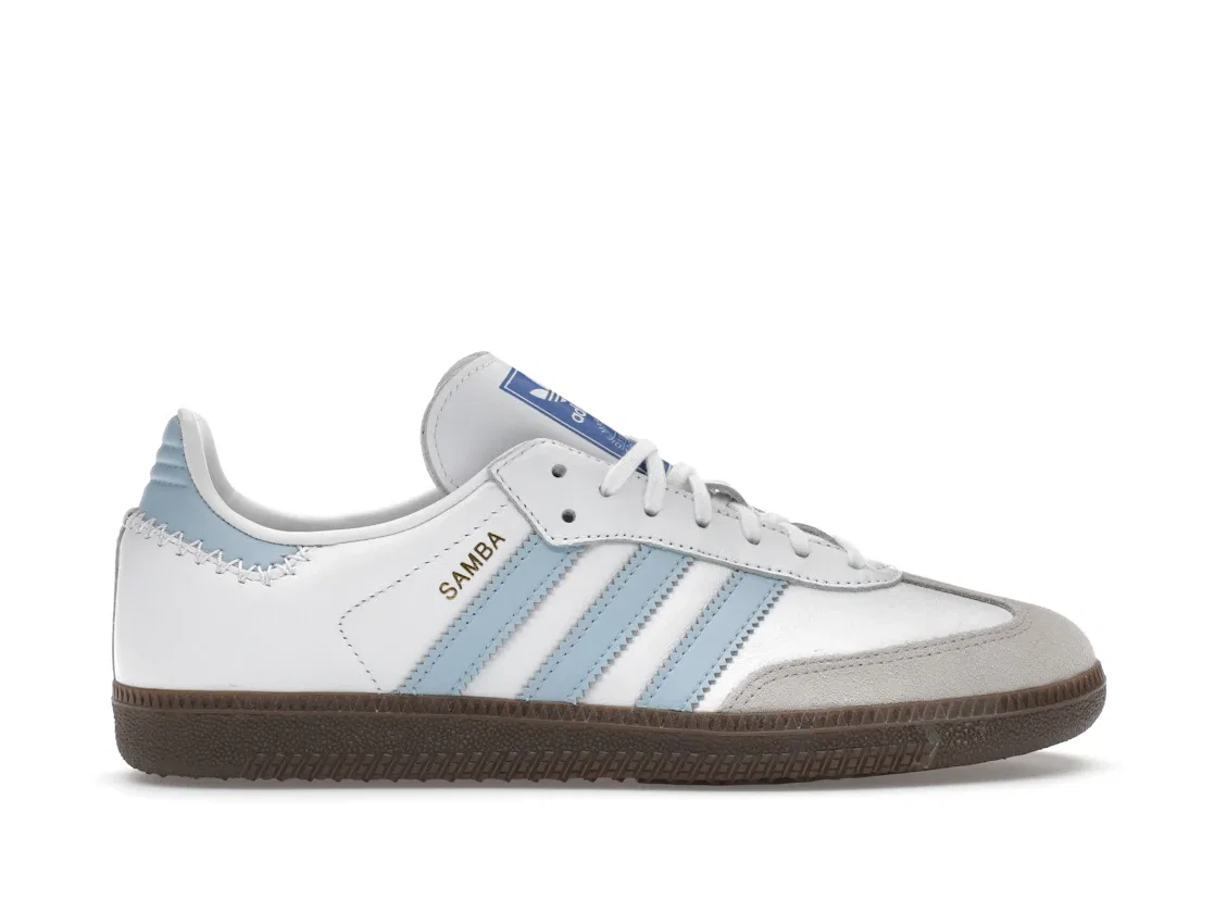 Детские кроссовки с замшевым носком Adidas Samba, Footwear White Clear Sky Blue