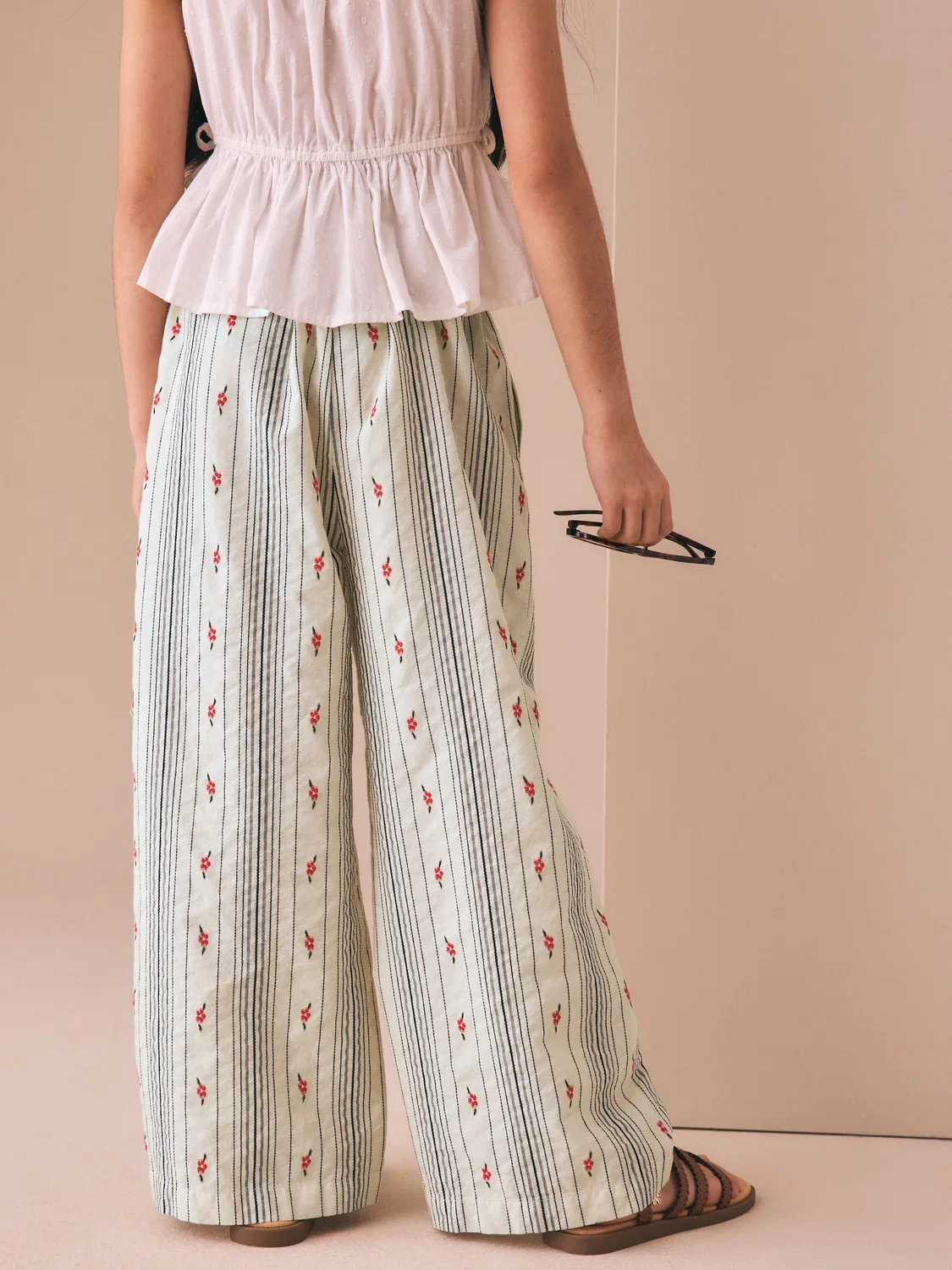Широкие брюки с цветочным принтом, Floral Stripe Pullon Wide Leg Trousers Next, Floral Stripe — фото 3