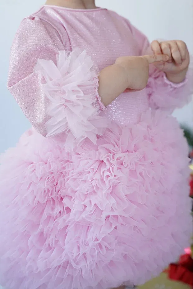 Детское платье для девочек с длинным рукавом Party Alyra, Candy Pink — фото 4
