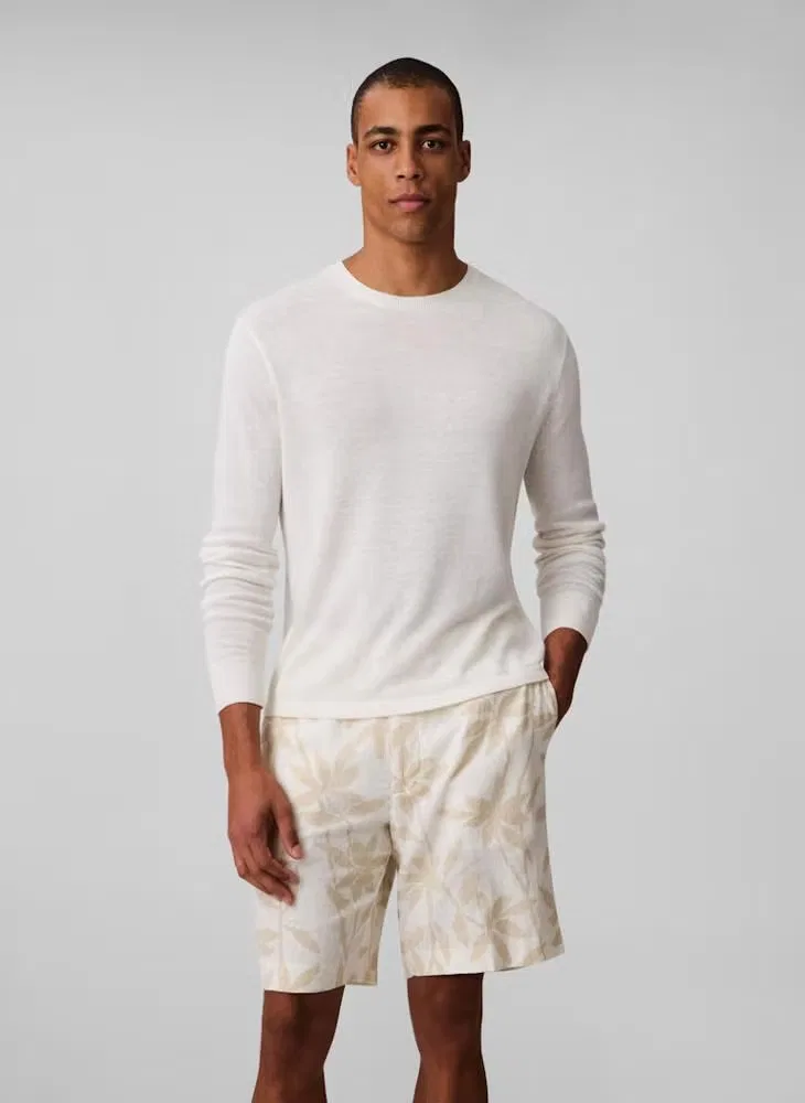 Шорты льняные прямые Calvin Klein, бежевый