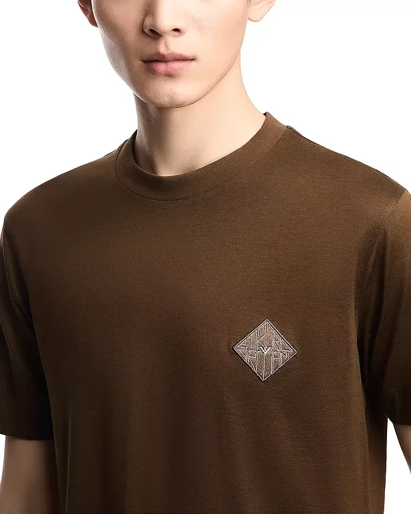Мужская футболка с логотипом Emporio Armani, коричневый — фото 4