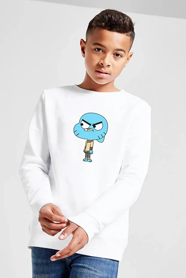 Детские свитшот с принтом Gumball Gumball для девочек, Qivi, White
