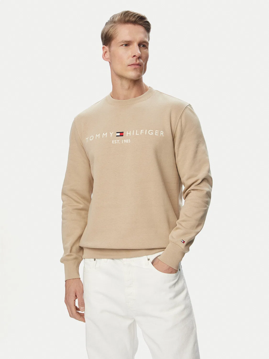 Мужская толстовка стандартного кроя Logo Tommy Hilfiger, бежевый