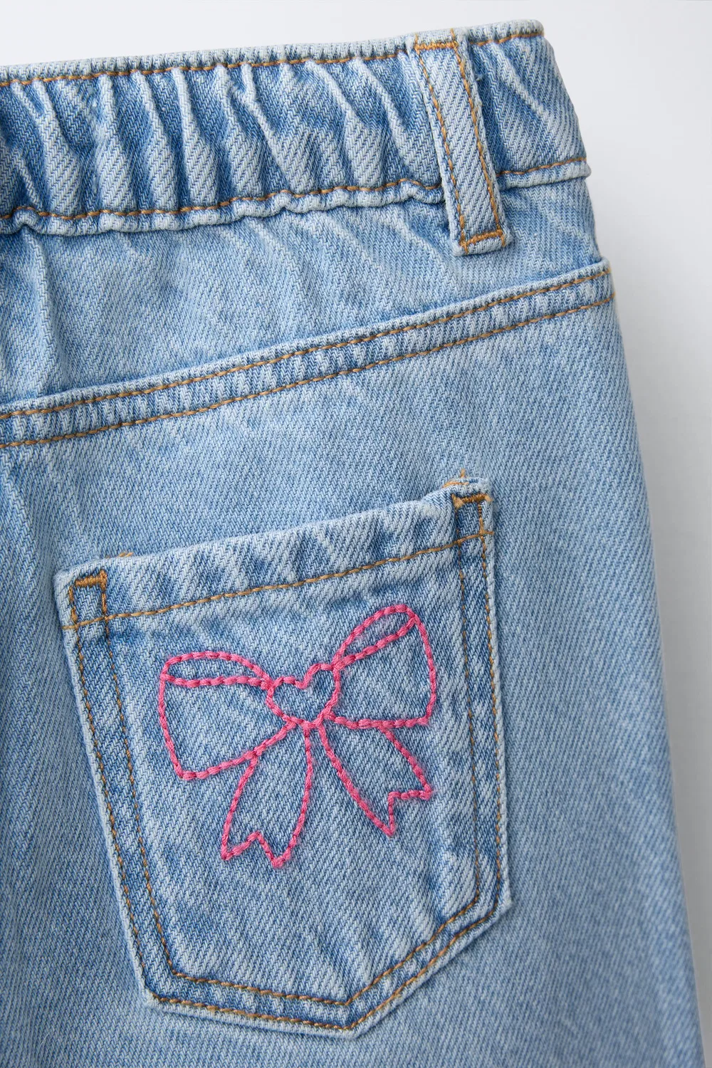Вышитые широкие джинсы ZARA, Blue — фото 4
