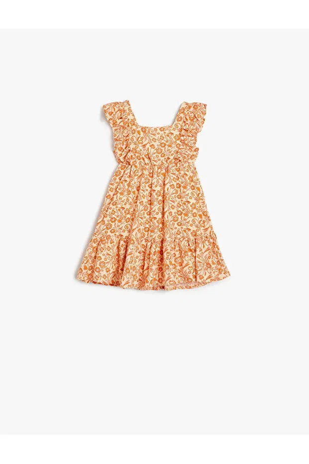 Детское платье для девочек с цветочным принтом Koton, Orange Patterned