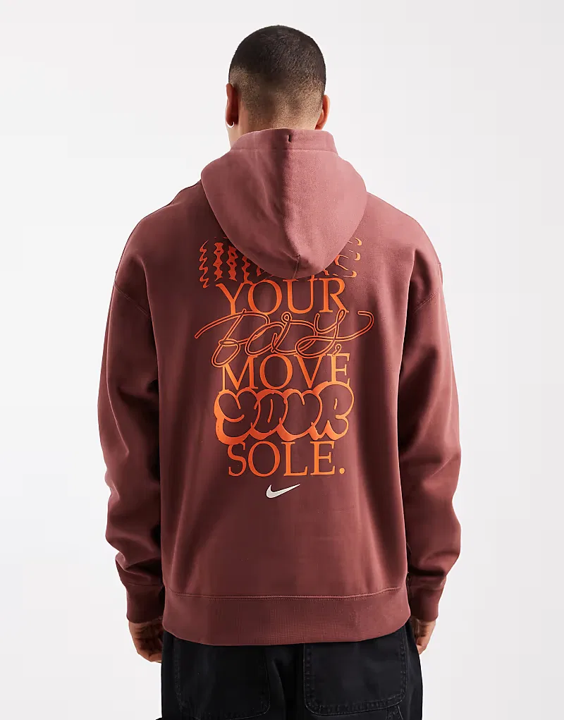 Толстовка с капюшоном и графикой Solo Swoosh Nike, коричневый