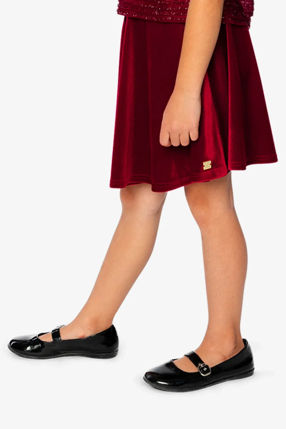 Детская юбка из вельвета со складками Velvet Skirt Deux par Deux, Rouge — фото 3