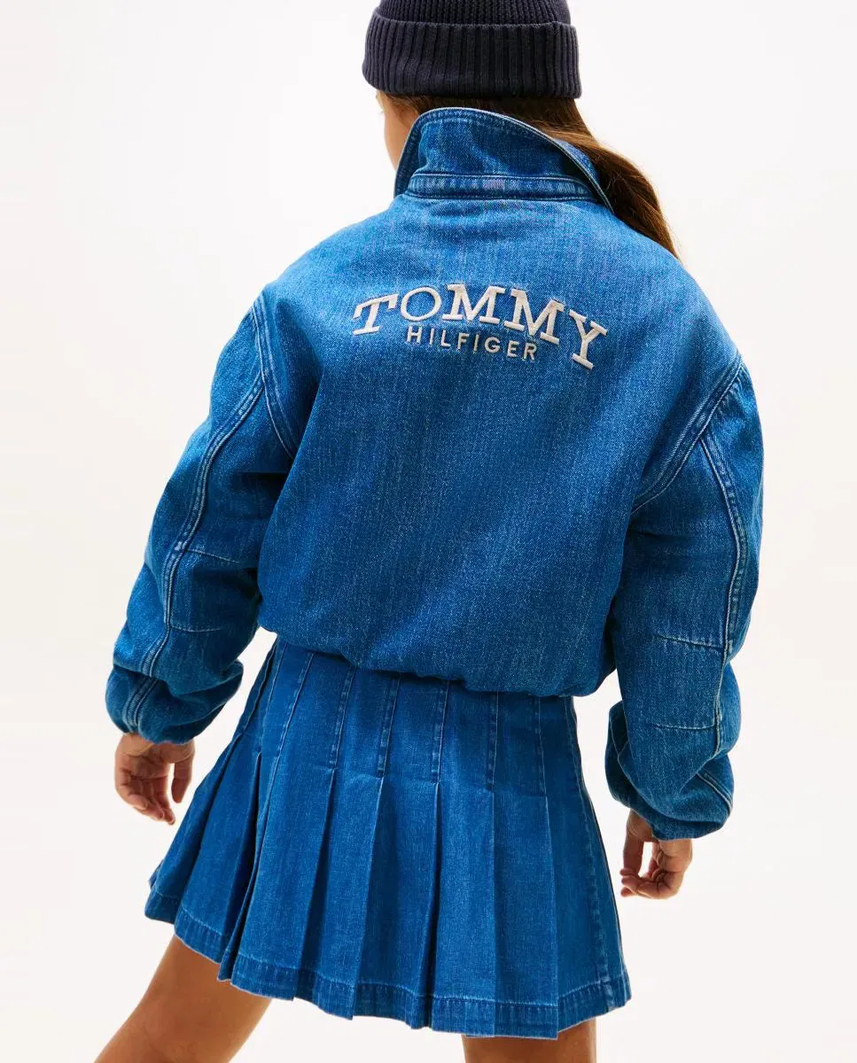 Детская джинсовая куртка для девочек с вышивкой Tommy Hilfiger, Azul — фото 4