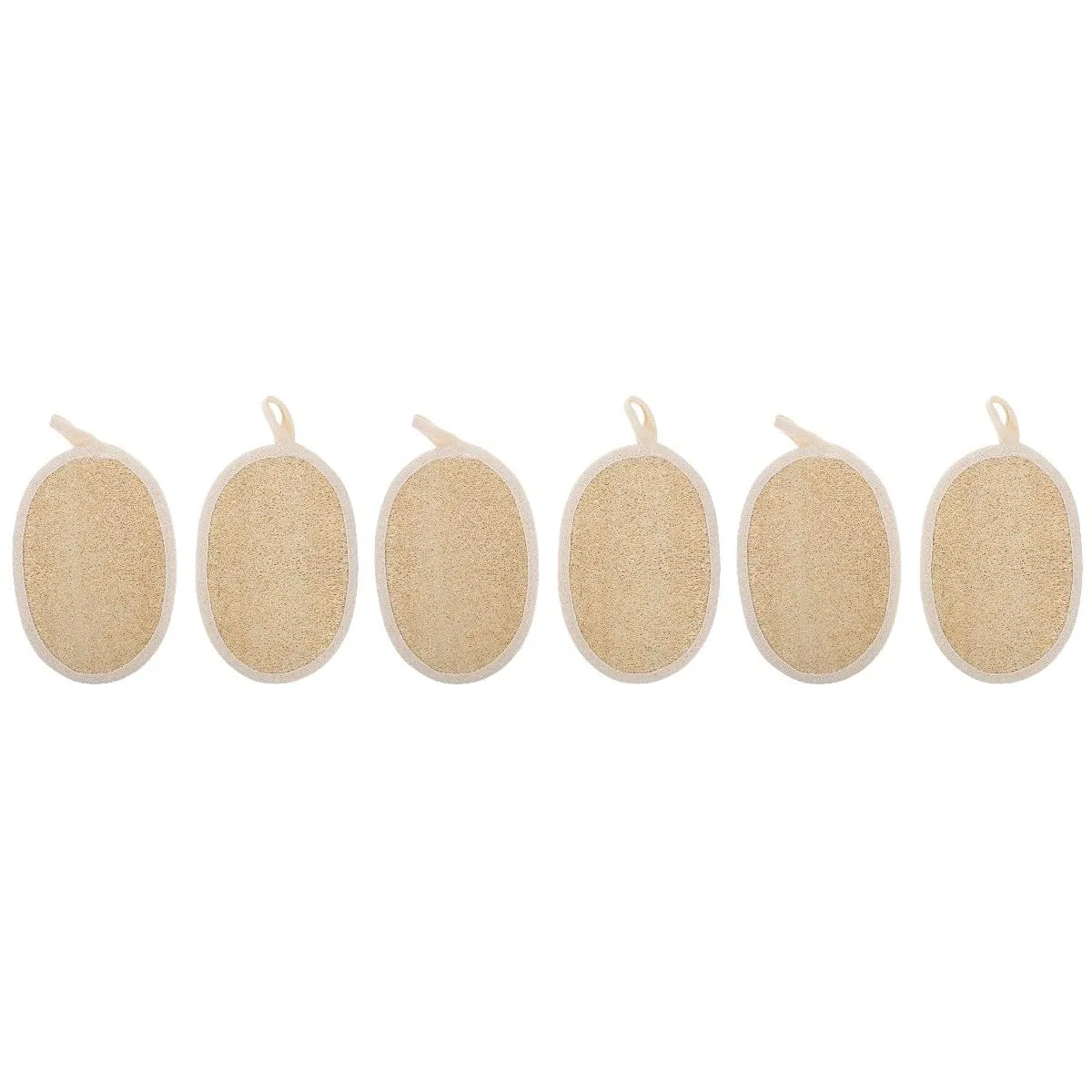 Мочалка для тела из люфы и хлопка, Baluue, набор 6 шт, 16x11x0.6 см, Beige — фото 3