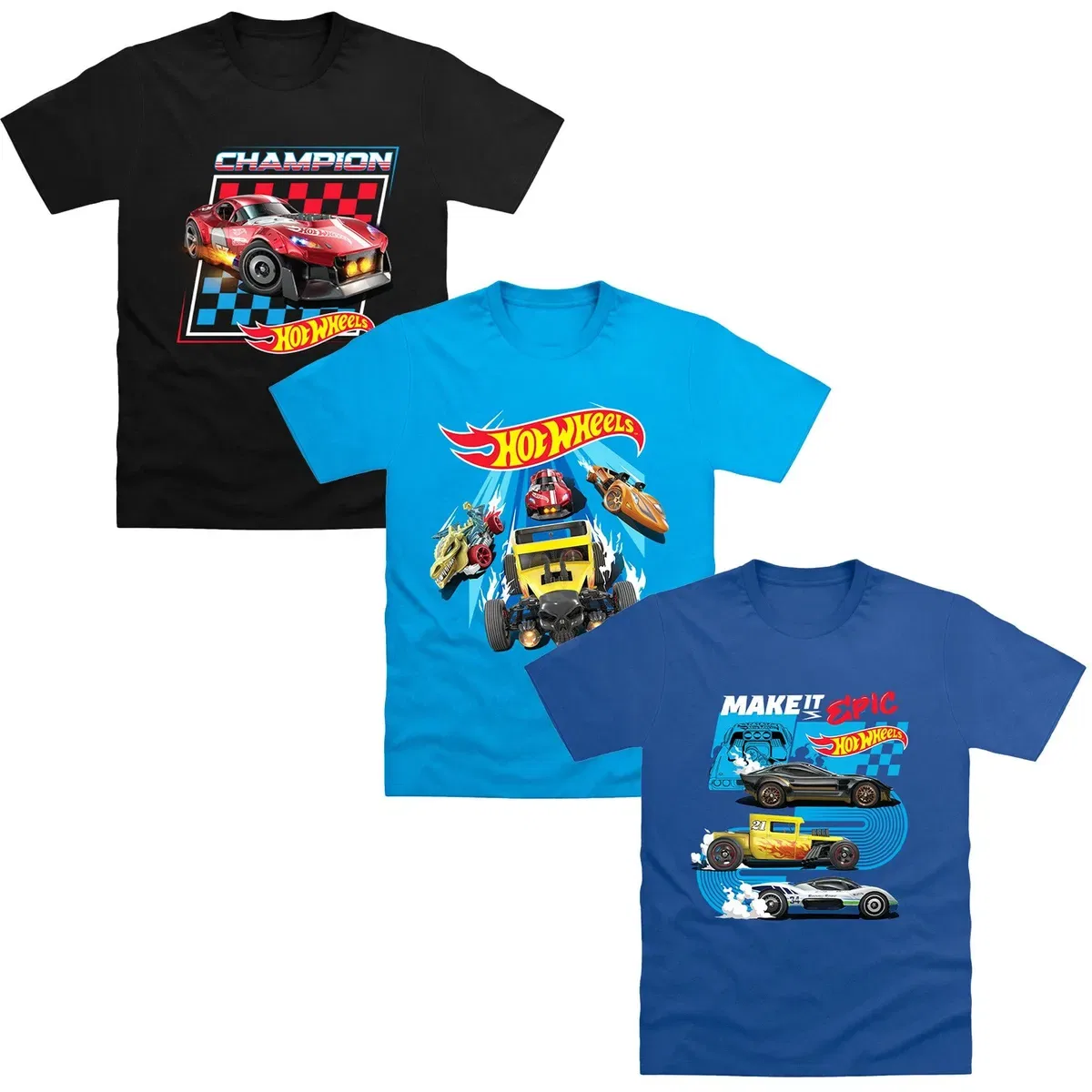 Детская футболка с принтом Make it epic champion Hot Wheels, Multi