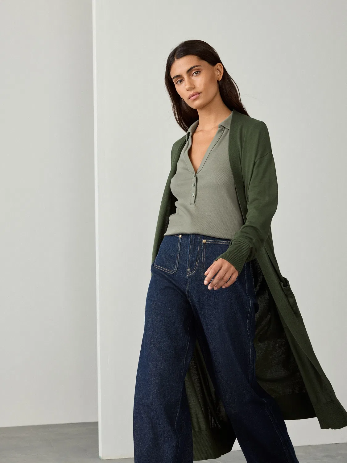 Кардиган удлиненный Next, Green Khaki