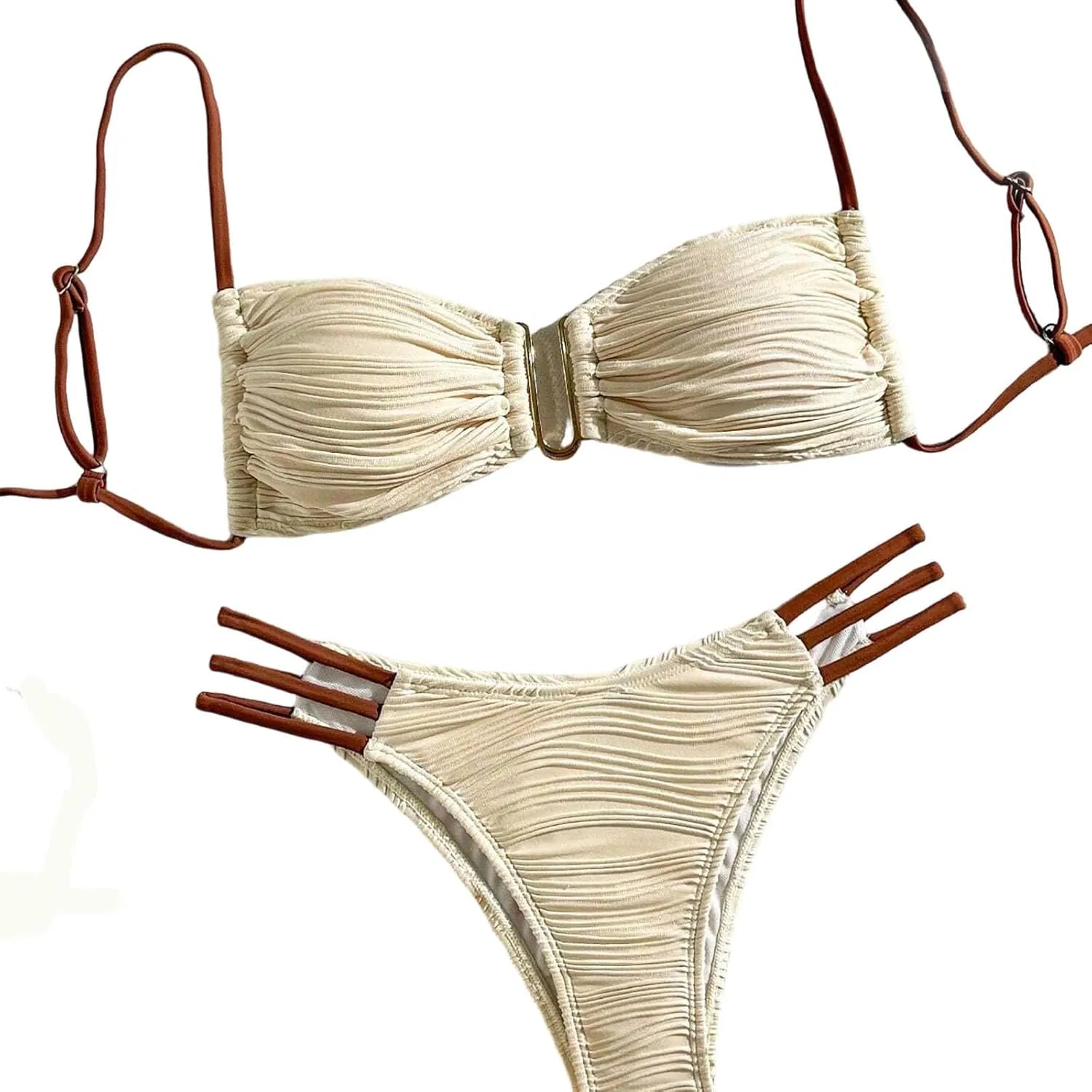 Женский бикини-сет с текстурой Underwire, Beige