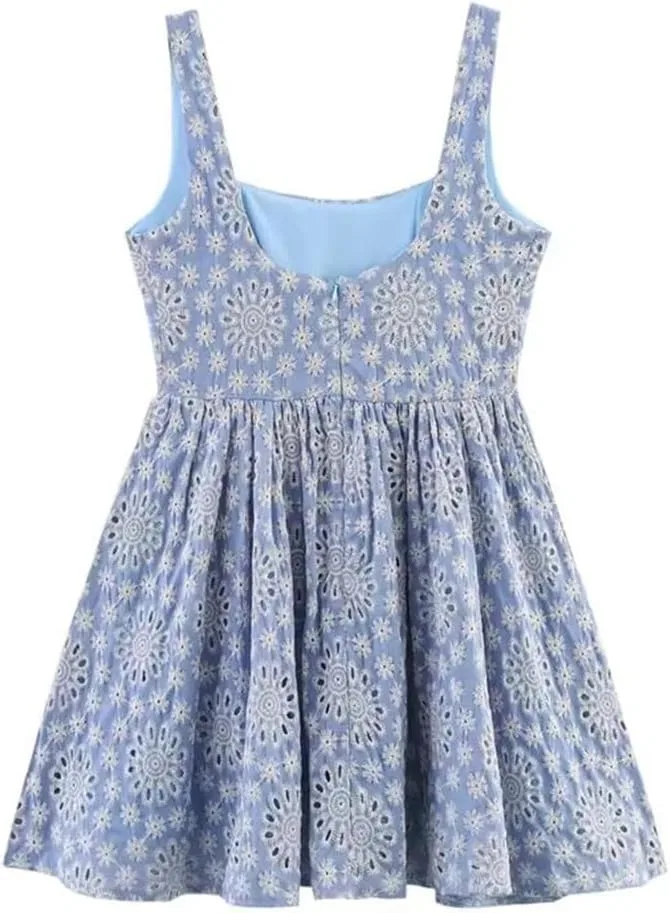 Женское мини-платье с цветочной вышивкой Slip Dress, Pic Color — фото 3