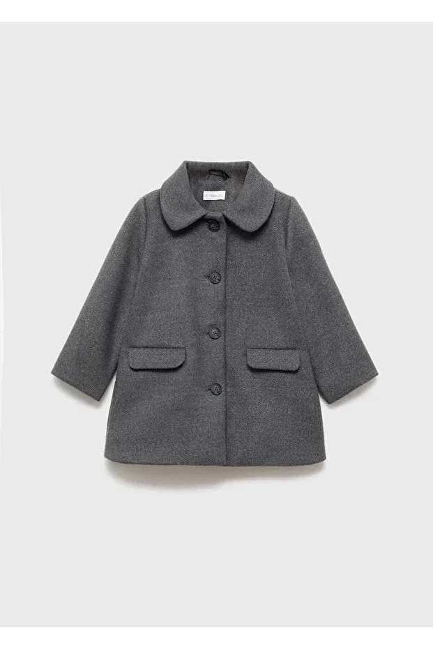 Детское пальто для девочек с длинным рукавом Mango Baby, Medium Grizzly Gray — фото 2