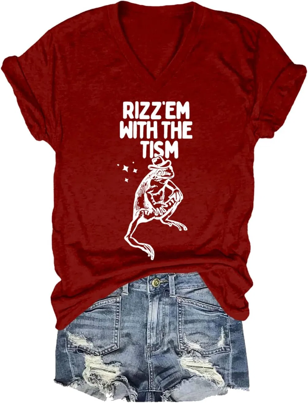 Футболка с принтом Rizz Em with The Tism, Claret