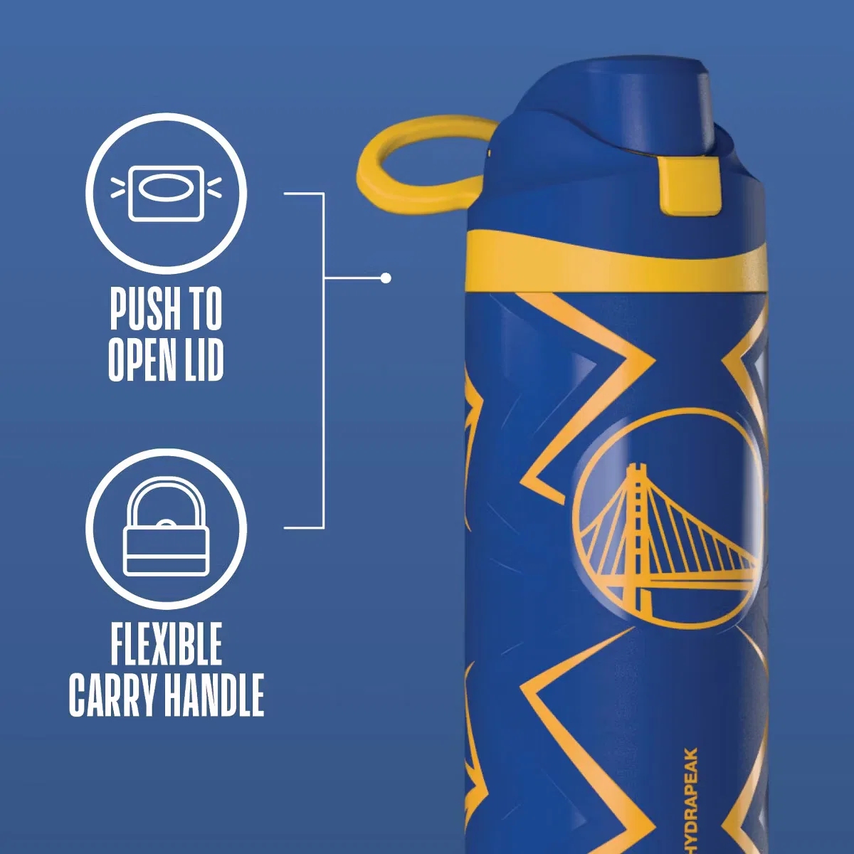 Детская бутылка для воды 0,59 л с двойной изоляцией HydraPeak x NBA Golden State Warriors Oasis, Golden State Warriors — фото 4